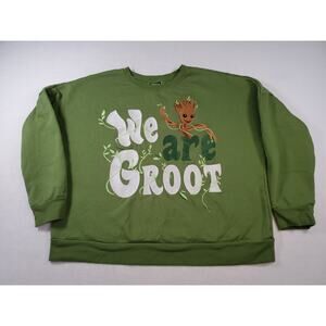 Marvel OU Green Pullover Sweatshirt Embroidered We Are Groot W/Chili Style Baby